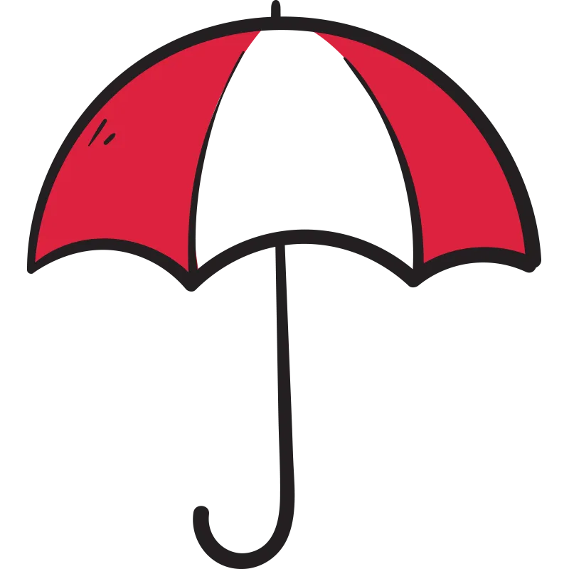An illustration of a red and white umbrella