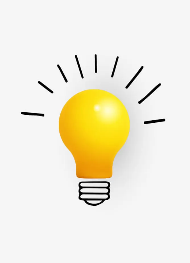 An illustration of a lightbulb with rays coming off it depicting a bright idea