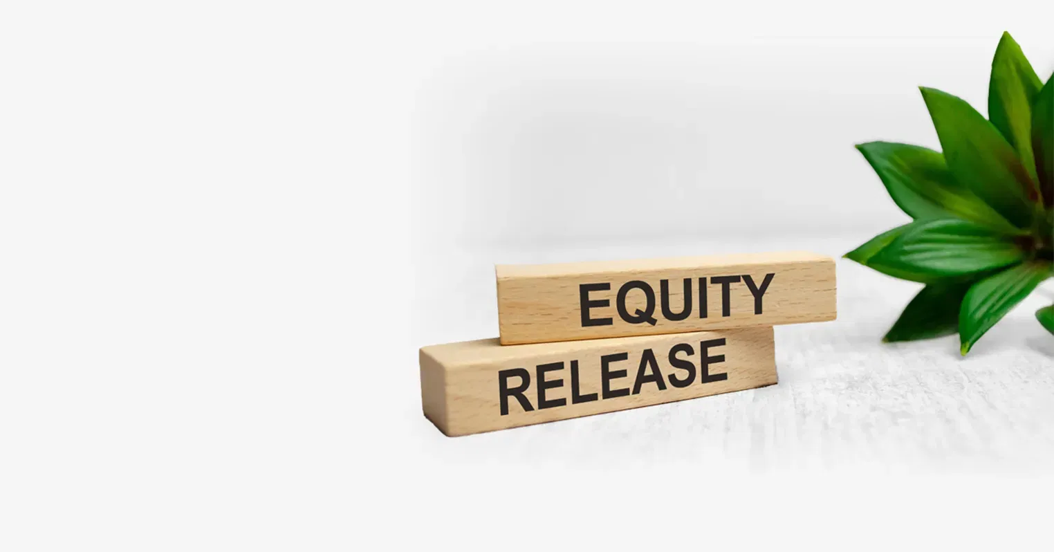 Two wooden blocks with black lettering. One reads 'equity', the other 'release'