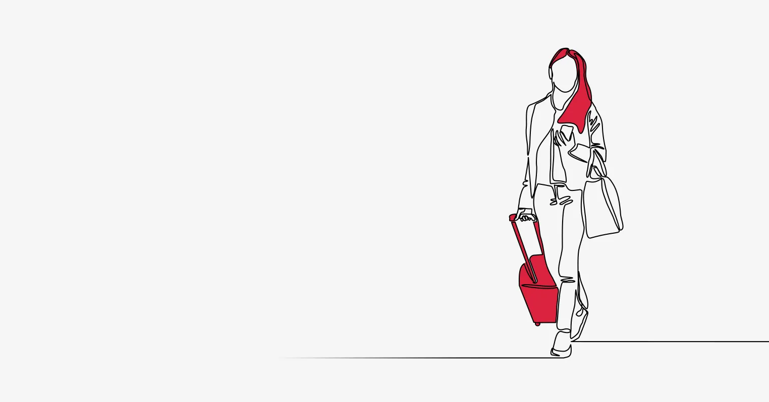 illustration of a woman pulling a small suitcase behind her