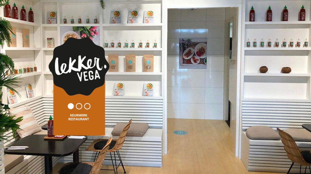 Het instagrammable interieur van Poke Perfect Almere Centrum. In bezit van Lekker Vega Keurmerk Brons