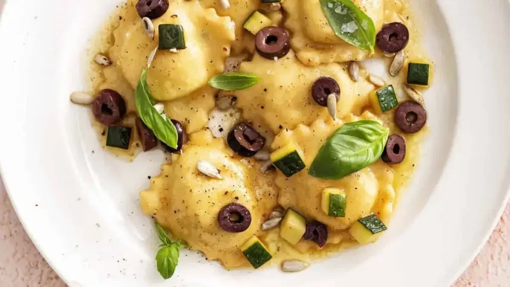 Ravioli met ricottavulling en courgette