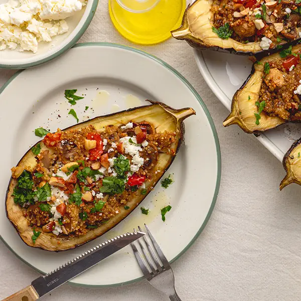 Gevulde aubergine vegetarisch