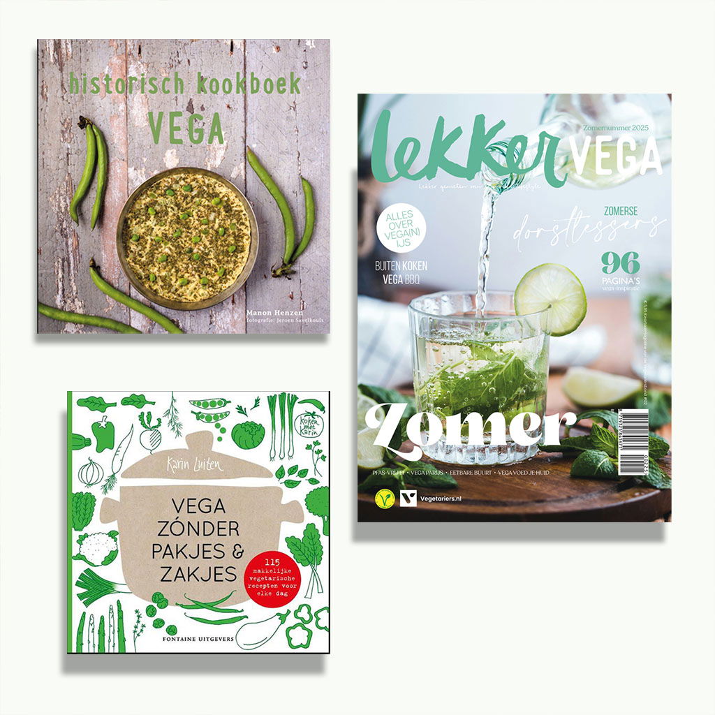 kies je welkomstgeschenk direct uit als je lid wordt van de Vegetariersbond
