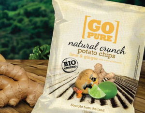 biologische GoPure chips in deze nieuwe, lekkere variant Lemon & Ginger !