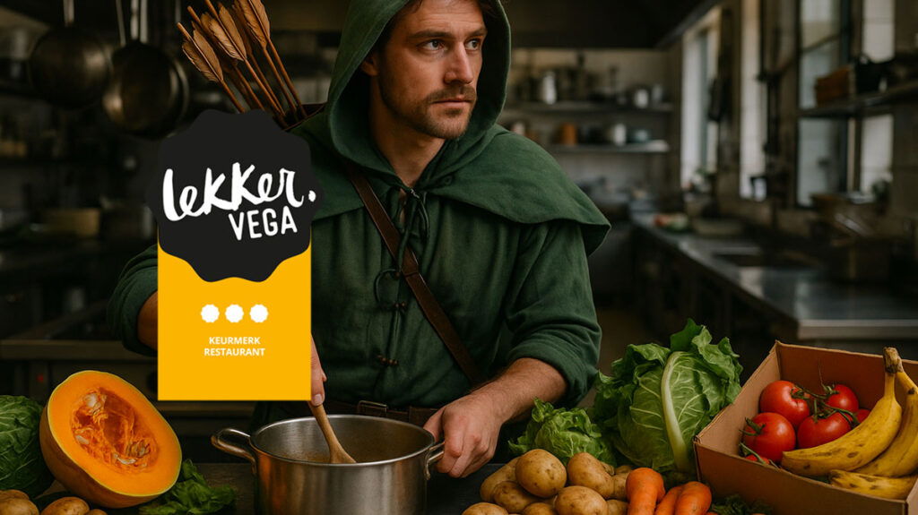 De vrijwilligers van Robin Food serveren vegan gerechten. en gaat tegelijkertijd voedselspilling.egen.