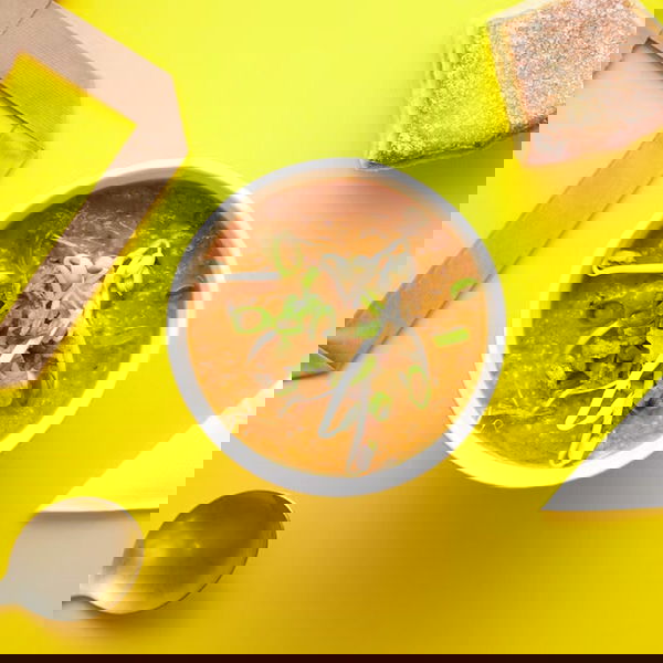 naar Soup en Zo Amsterdam voor ene vega pindasoep met banaan en zoete aardappel