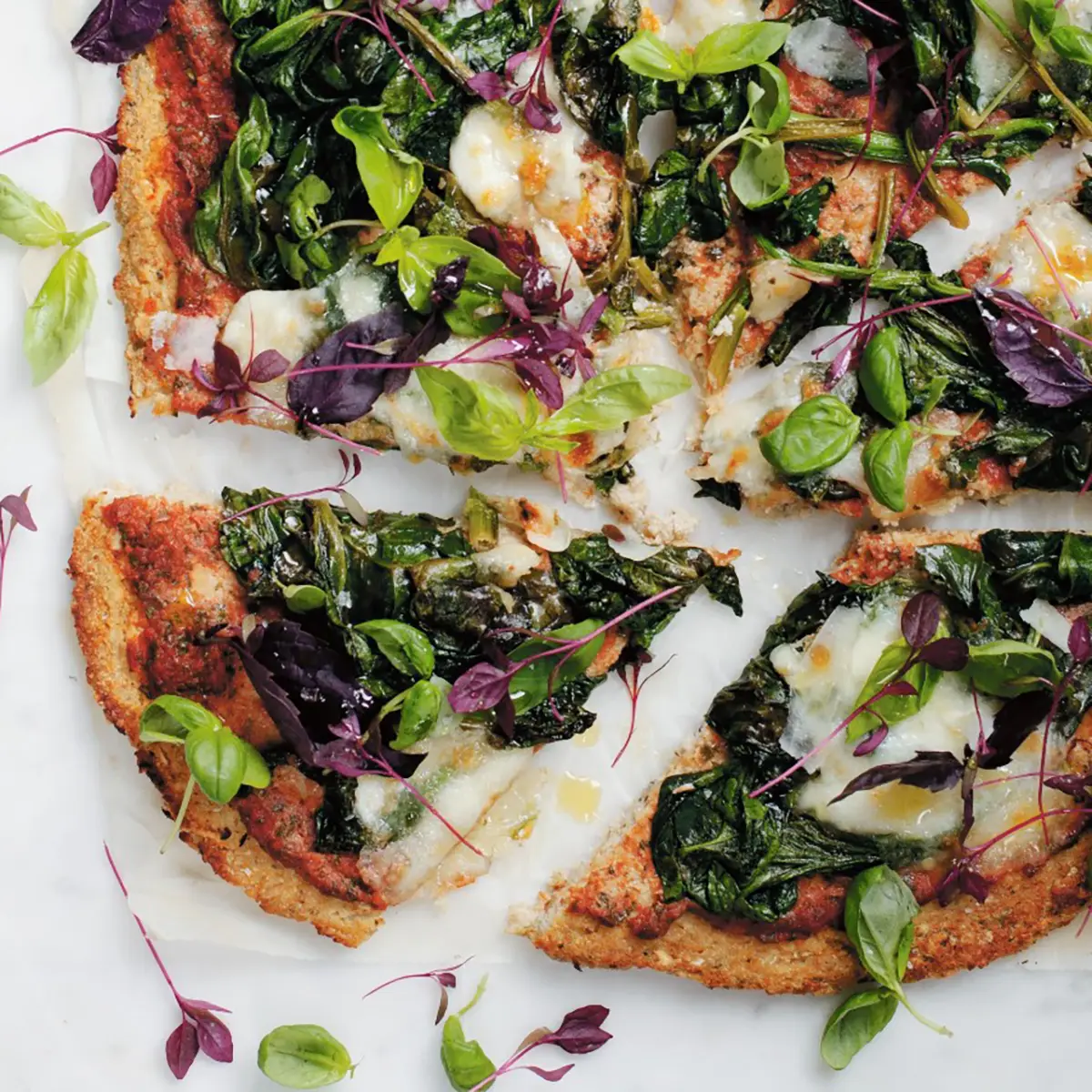 Kaaspizza met spinazie