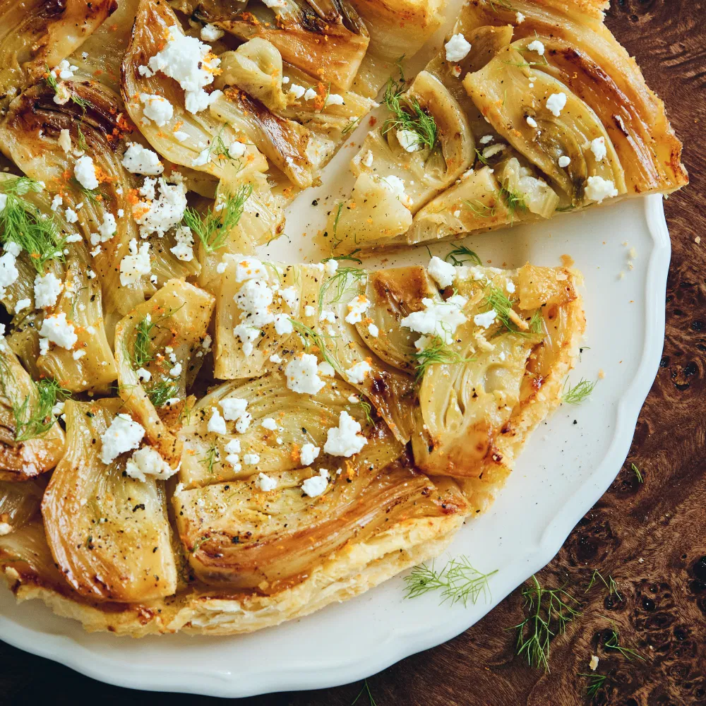 Venkel-tarte tatin met sinaasappel