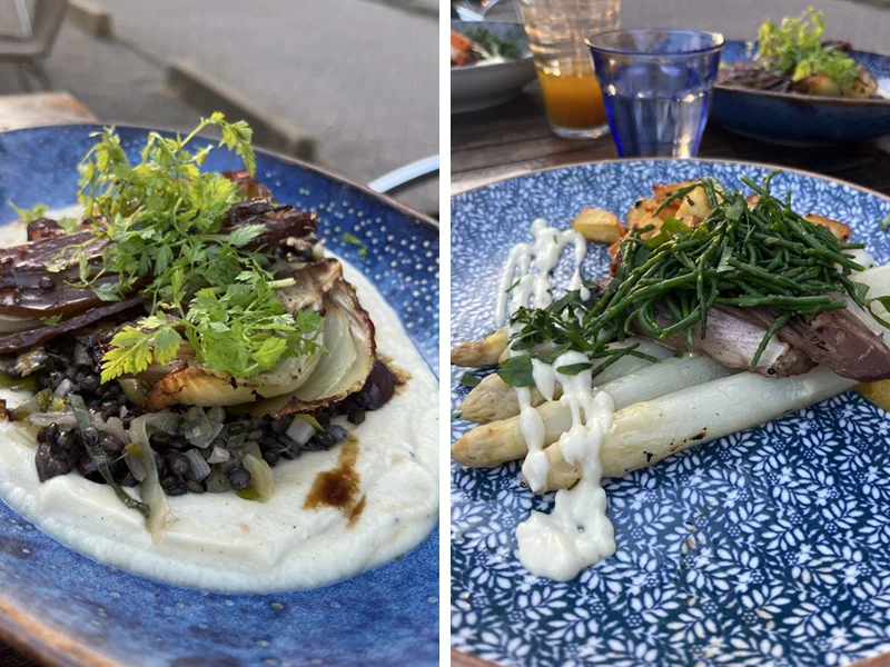 twee van de 100% vegan én glutenvrije hoofdgerechten die wij aten bij Bloem in Amsterdam