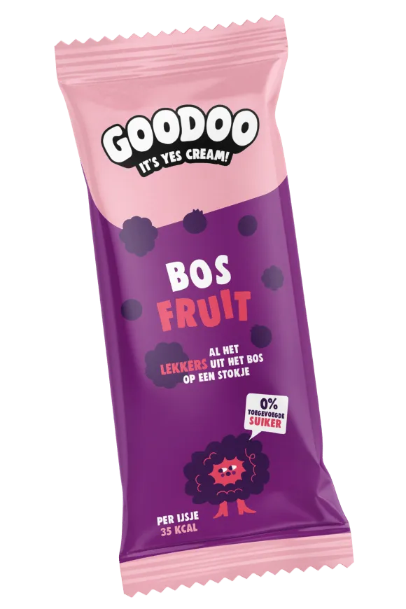 Goodoo bos en fruit, vegan ijs met V-Label keurmerk