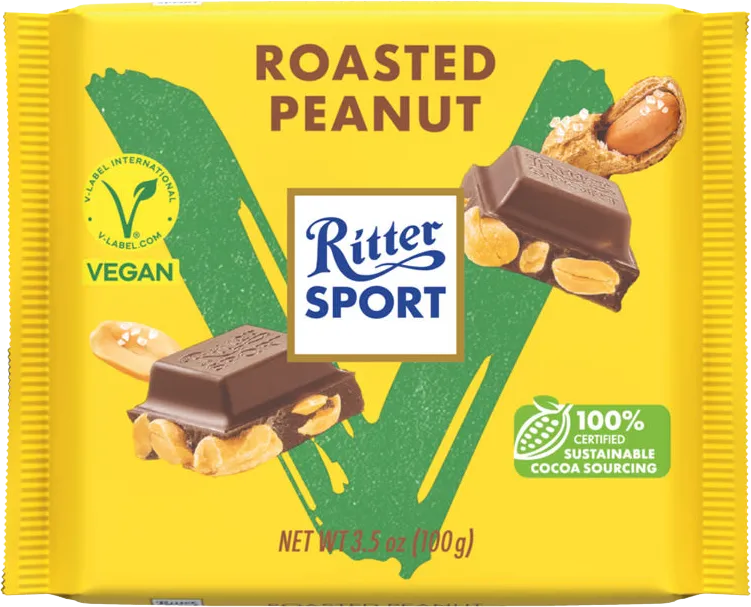 Ritter Sport vegan chocolade met V-Label keurmerk