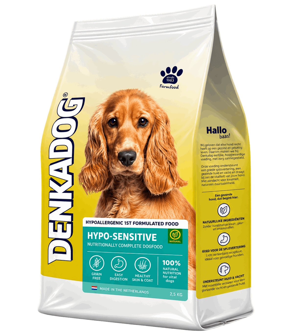 Denkadog dierenvoer met V-Label
