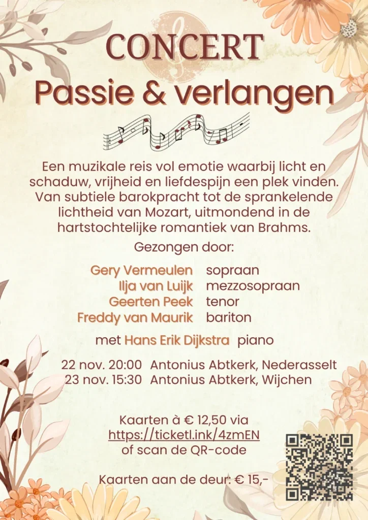 Gery Vermeulen & Friends2025 Concert Passie & Verlangen in Antonius Abtkerk